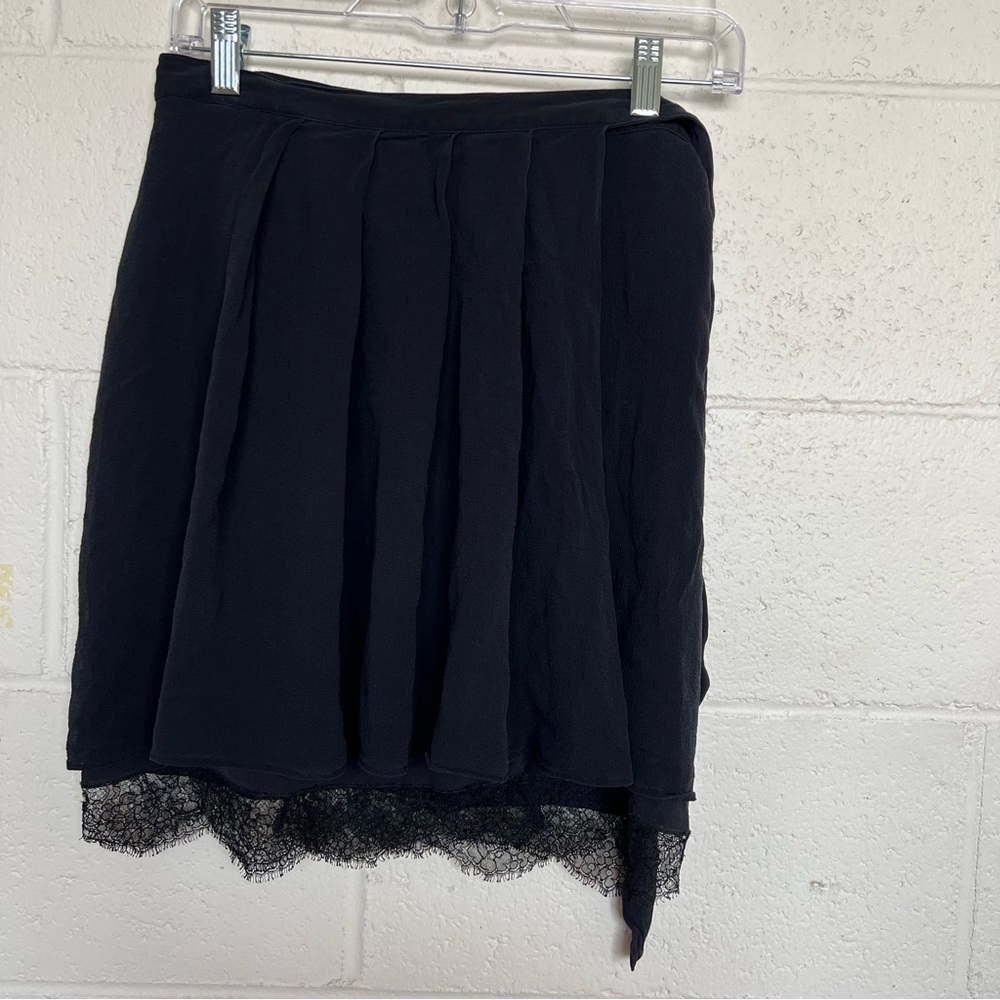 La Perla Black Silk Lace Layered Wrap Skirt-Size 42